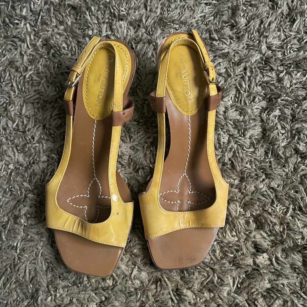 Louis Vuitton Mustard and Tan Sandals
